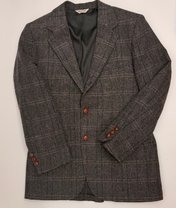 Maine Guide Jackets & Blazers - Vtg Maine Guide Congress Wool Herringbone Plaid Blazer Men's 42 BF Fit USA
